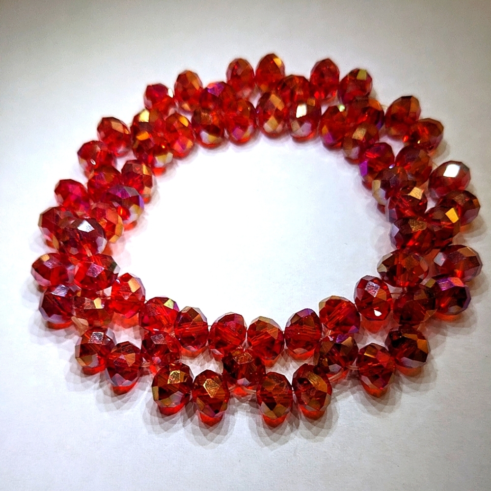 Red‎ AB Crystal Double Strand Stretch Bracelet